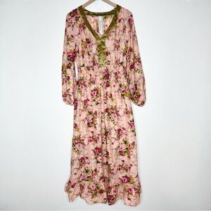 Aratta Silent Journey Pink Floral Maxi Dress Satin
Trim size Medium Cottagecore